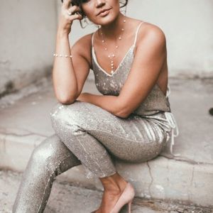 Free People gold Sequin Jumpsuit NWOT